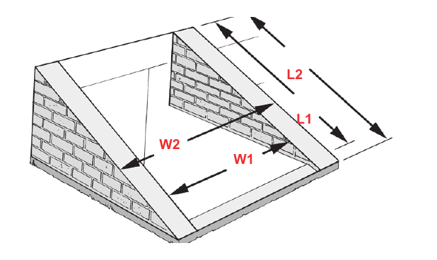 Official BILCO Type BR measuring diagram showing W1 W2 L1 and L2