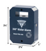 360° Water Alarm model PWA-360 with dimensions on a white background