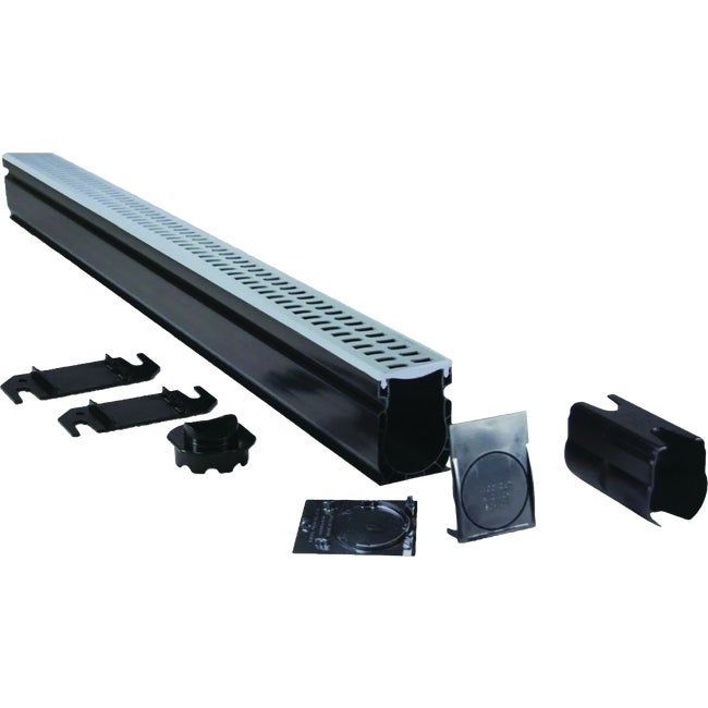 NDS 2-1/4 inch x 6 foot Gray PVC Slim Channel Drain Kit