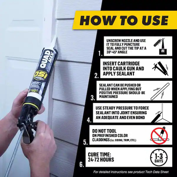 QUAD Max 9.5 fl. oz. Bilco Gray #525 Exterior, Window, Door, and Siding Caulk Sealant