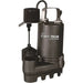 Cast iron sump pump with visible branding on a white background