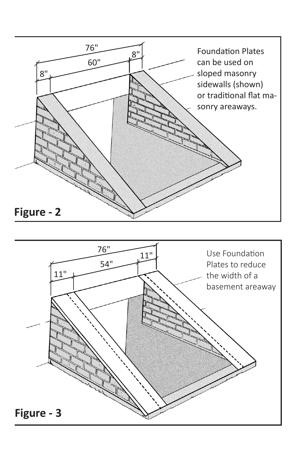 Official BILCO foundation plate opening reduction and corner examples